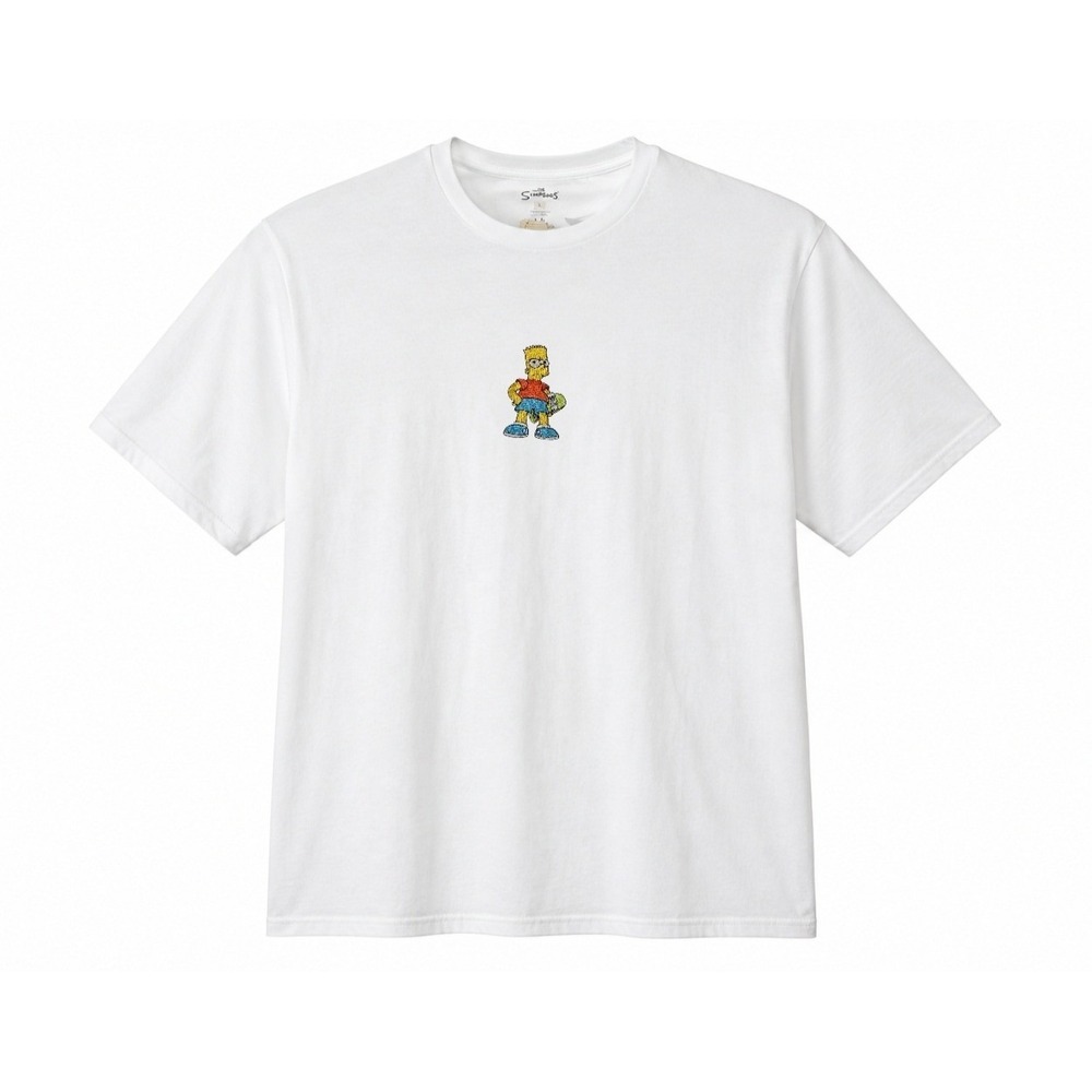 The Simpsons Bart Simpson Skateboard Graphic Tee Mens Large White Double Sided